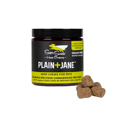 Product image of Super Snouts Hemp Company Plain Jane Hemp Chews for Pets grain free water soluble 5 milligrams broad spectrum cannabinoids per chew 30 count
